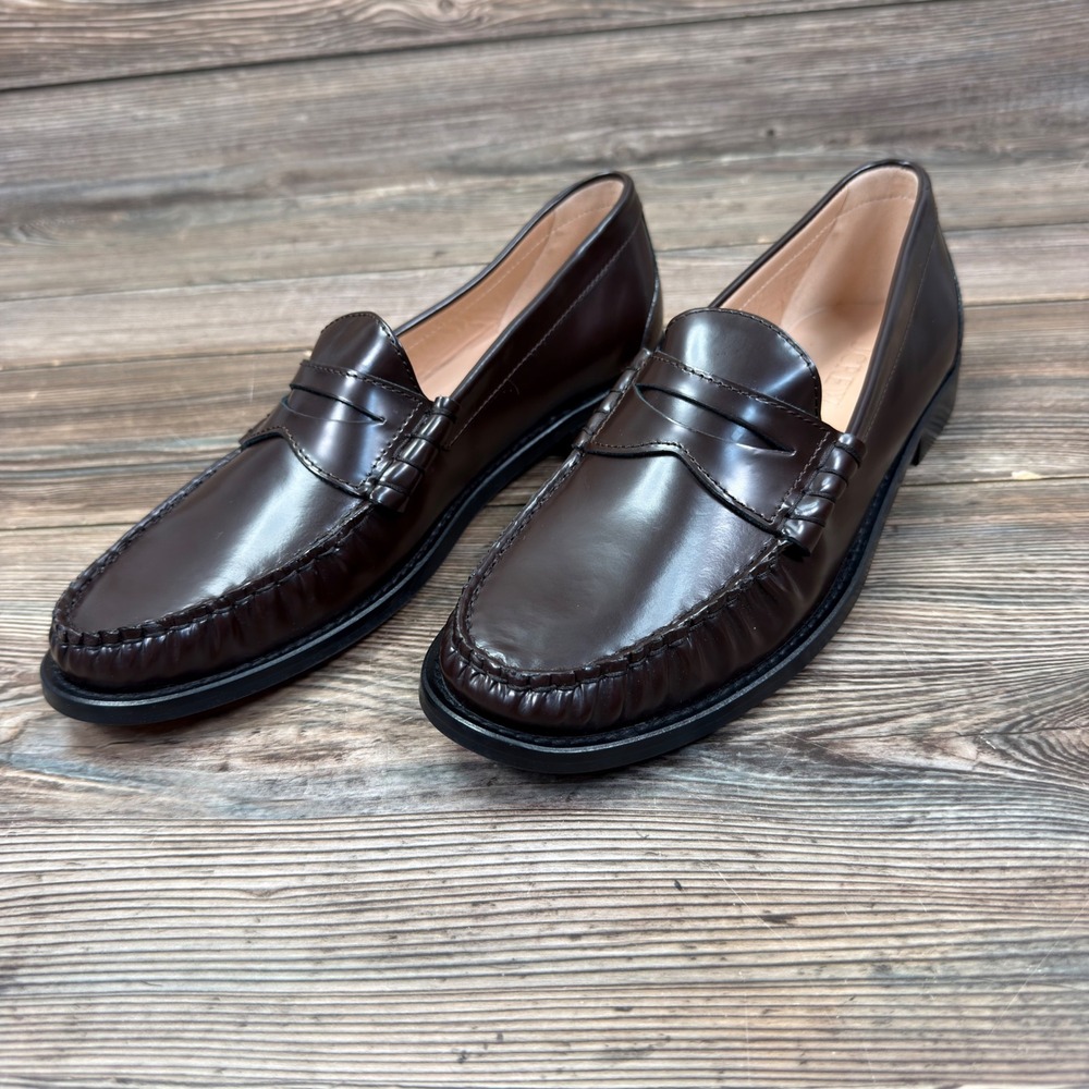 J.Crew Womens 10.5 Winona Penny Loafers Italian Spazzolato Leather CH288 NEW
